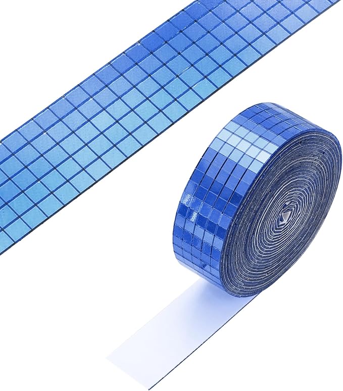 PATIKIL 5x5mm Self Adhesive Mirrors Mosaic Tiles, 3600 Pcs Square Mini Glass Mosaic Disco Tile Sticker for DIY Craft Disco Ball Party Decoration, Blue
