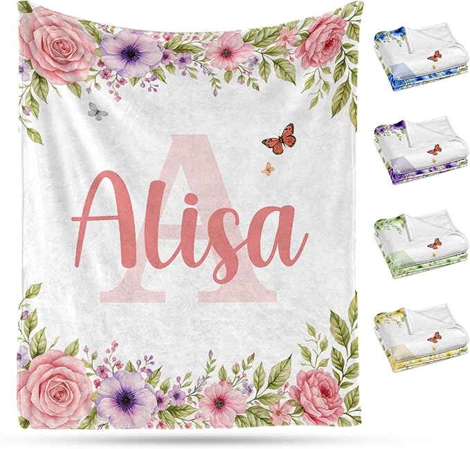 Ship Next Day, Personalized Baby Blanket – Printed in USA, Custom Baby Blanket for Boys & Girls, Baby Blanket with Name, Baby Shower, Easter, Christmas, Birthday Newborn & Toddler Gifts, Baby Gifts