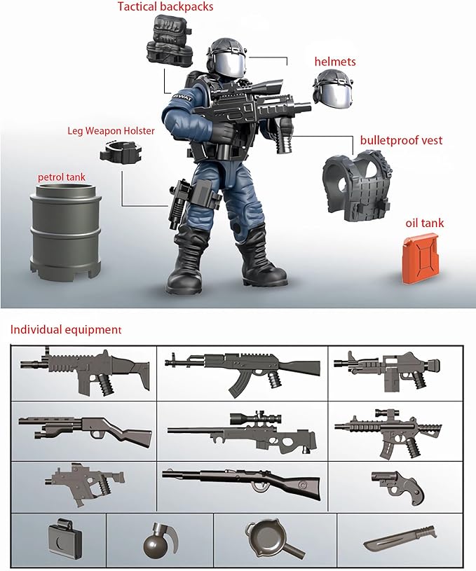 YEIBOBO ! Special Forces Mini Military Action Figure with Weapons and Accessories (Lightning SWAT Team XJ-9902)…
