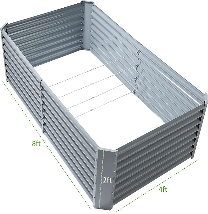 Land Guard 8×4×2ft Galvanized Raised Garden Bed, Planter Boxes Outdoor, Raised Garden Beds Outdoor for Vegetables, Flowers, Herbs, 479 Gallons, Modern Gray… B0CWTYXT24
