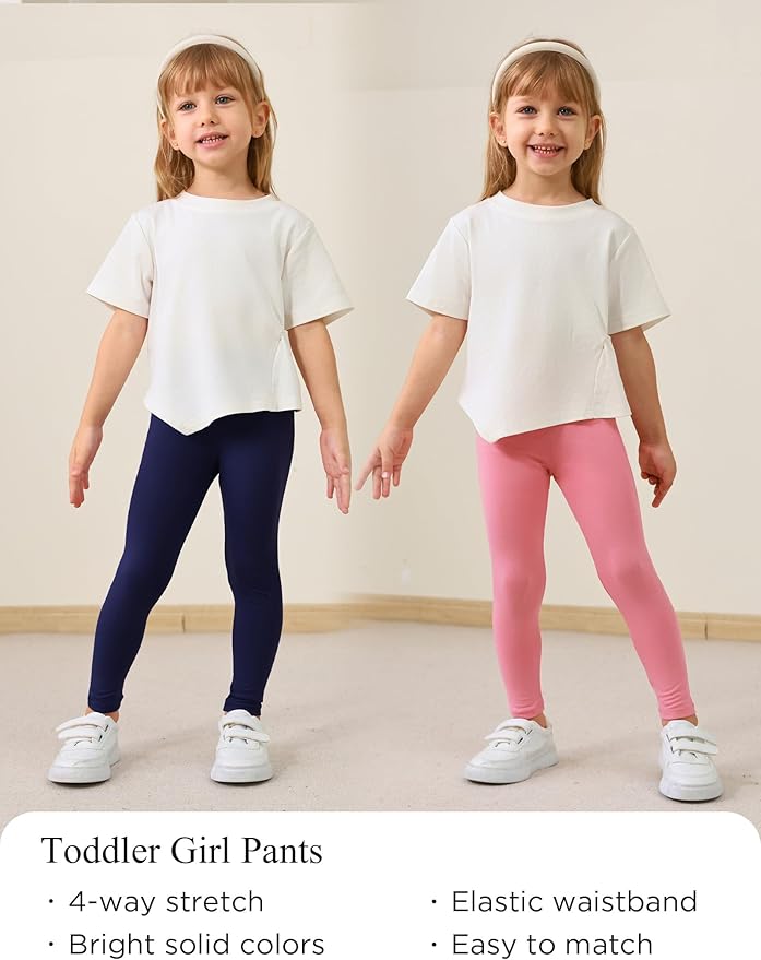 Toddler Girls Leggings 2-Pack Bamboo Viscose Little Girls Casual Stretch Pants