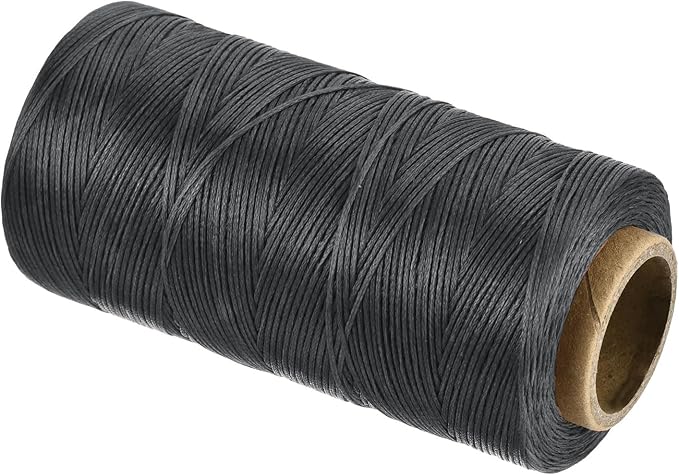 MECCANIXITY Waxed Thread,197 Yard 1mm 210D Flat Wax Thread Polyester Waxed String for Leather Sewing Hand Weaving Book Binding Home Decoration,Deep Gray