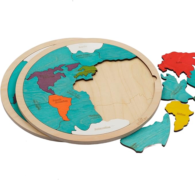 7 Continents & 5 Oceans of The Earth Wooden Jigsaw Puzzle for Kids | 21 Puzzle Pieces | Learning & Educational Toy Gift for Boys & Girls Ages 3 Years and Above