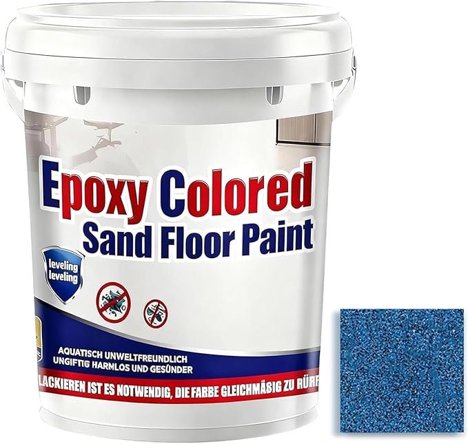 Epoxy Colored Sand Floor Paint, Epoxy Floor Paint for Concrete, High Gloss Marble Effect Coating, Waterproof Non-Slip Concrete Paints, Suitable for Indoor/Outdoor Use (Dark Blue,32 oz/1 kg)