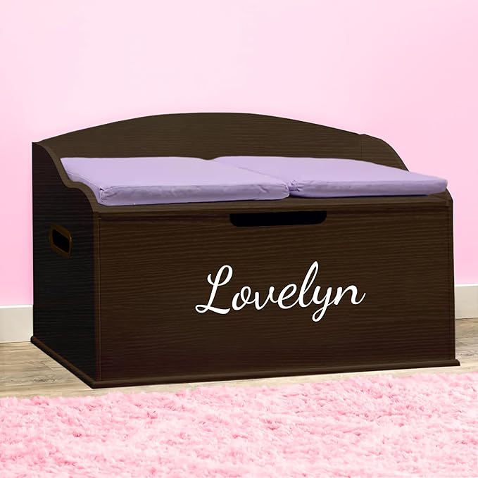 DIBSIES Personalized Creative Wonders Toy Box, Signature Series for Girls, 30 x 19.25 x 18 inches, Soft-Close Lid (Espresso)