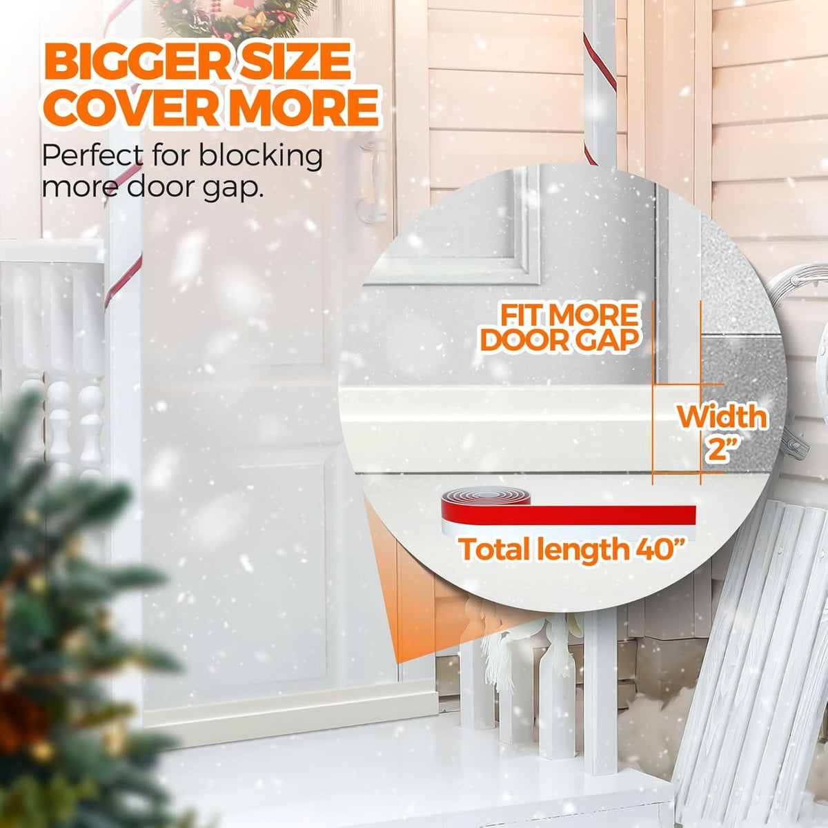 Holikme Door Draft Stopper Weather Stripping Door Seal - 40 inch, White