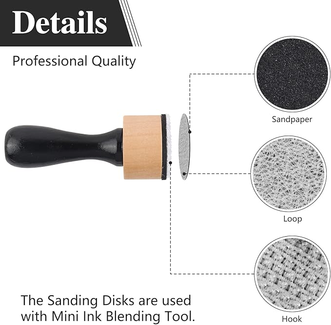 129PCS Mini Ink Blending Tool Set ,Include 3PCS Mini Ink Blending Tools and 86PCS Replacement Foam Pads Drawing Distressing Blending,40PCS Medium-Grit Sandpaper Sanding Disks for sanding & distressing