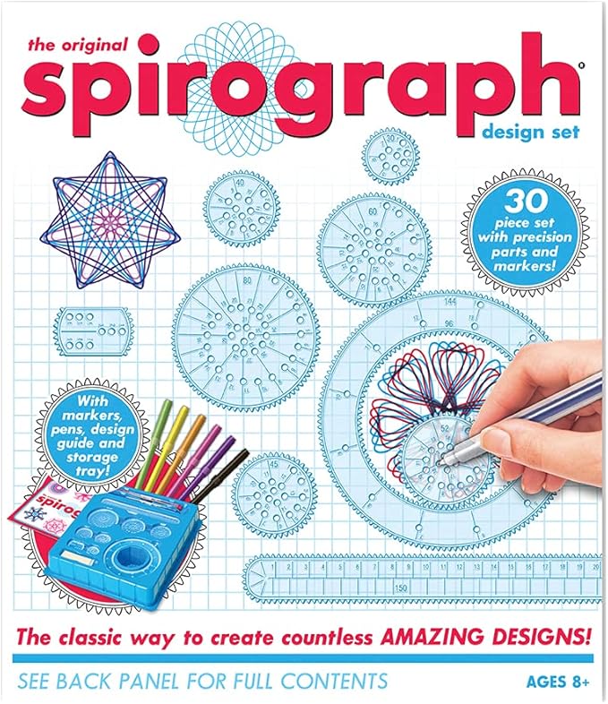 Spirograph Design Set Boxed - Arts and Crafts, Kids Toys, Art Supplies, Craft Supplies, Drawing Kit, Spiral Art, Reproduction of Classic Gear Design Kit, Pens, Design Sheet Included, Ages 8+