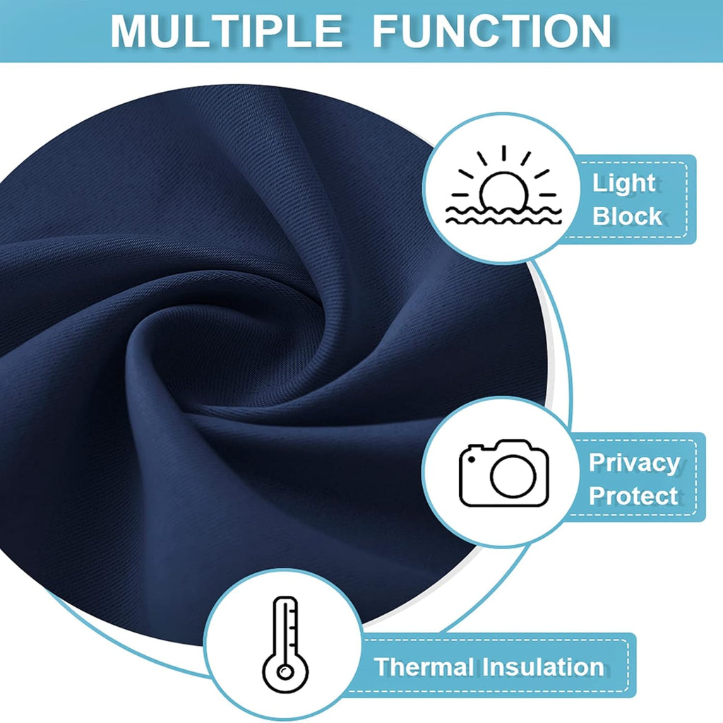 RYB HOME Bedroom Curtains Blackout Curtain Shades Blind for Living Room Home Office Family Room Cafe, 42 x 54 inch per Panel, Navy Blue, Set of 2