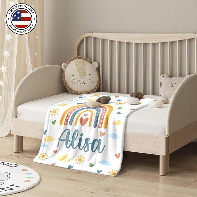Ship Next Day, Personalized Baby Blanket – Printed in USA, Custom Baby Blanket for Boys & Girls, Baby Blanket with Name, Baby Shower, Easter, Christmas, Birthday Newborn & Toddler Gifts, Baby Gifts