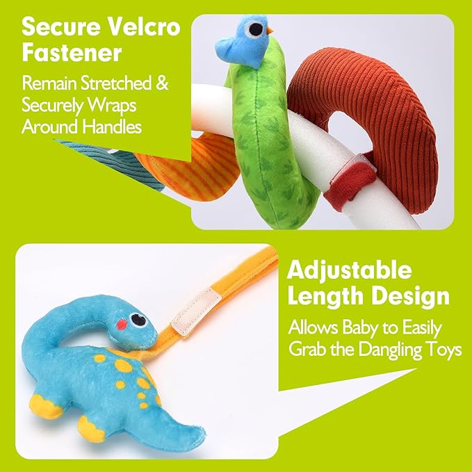 hahaland Car Seat Toys for Babies 0-6 Months Boy - Baby Toys 0-6 Months - Rattle, Mirror, Crinkle, Squeaky, Developmental Carseat Stroller Travel Birthday Gift for Infants
