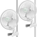 VIVOSUN AeroWave A6 Grow Tent Clip Fan, Patented Portable Auto Oscillating Fan 6" with 2-Speed, Strong Airflow but Low Noise, and Fully-Adjustable Tilt for Hydroponic Ventilation, White, 2-Pack