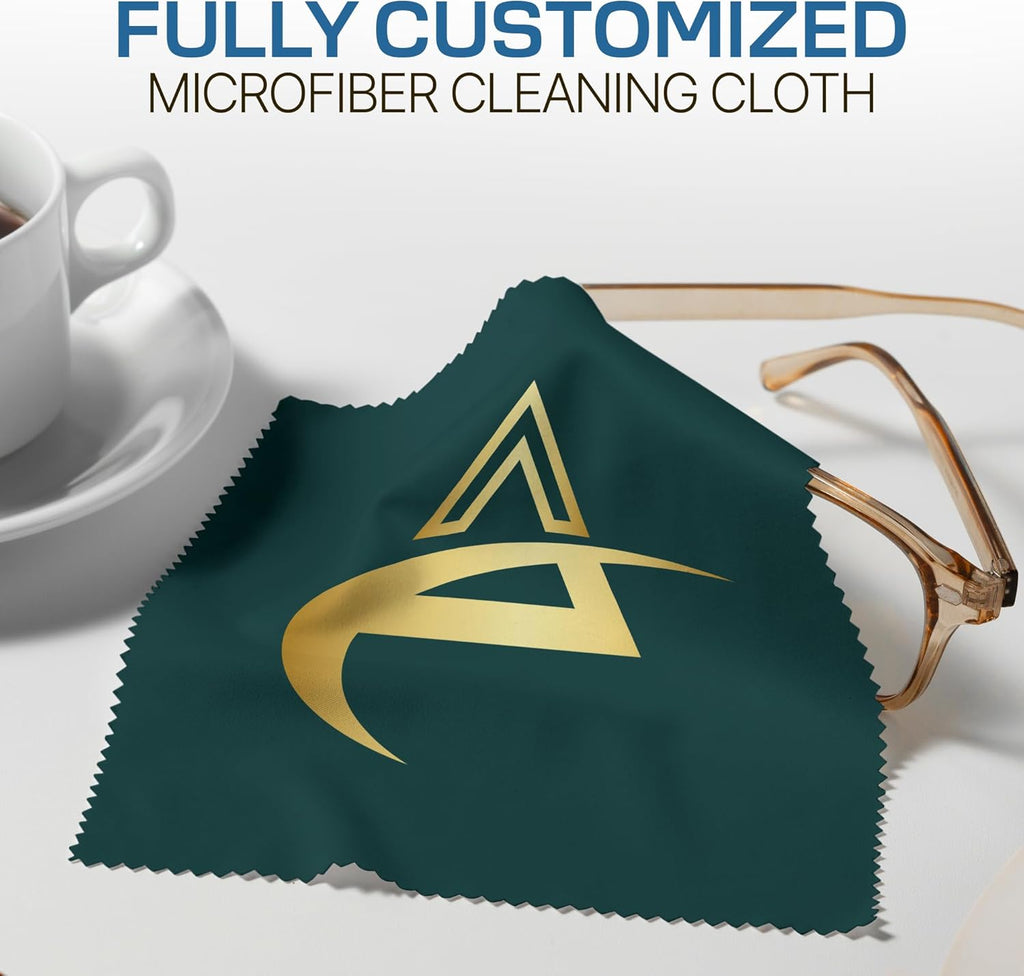 Ships Next Day, Made in USA - Customizable Microfiber Cleaning Cloth - Perfect Eyeglass Cleaner Promotional Gift - Premium Microfiber Lens Wipes - Logo or Image Printed (50 Pack) Single Sided