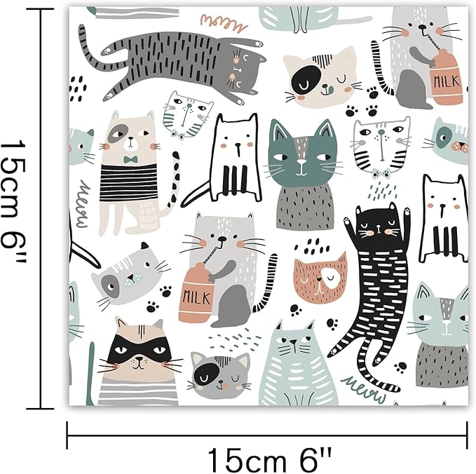 48 Sheets 24 Designs Scrapbook Paper Pad, 6"×6" Single-Sided Decopodge Craft Cardstock Paper,Scrapbooking DIY Decorative Background Cardmaking Supplies.Cat's Life&Sweet Love