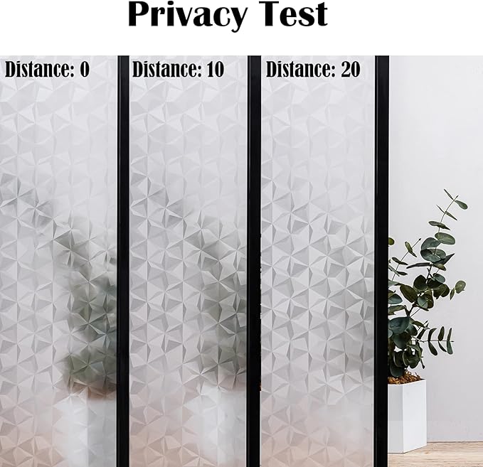 Niviy 3D No Glue Static Cling Window Films Privacy Cut Glass Window Sticker for Bathroom Office Kitchen Window Decor 17.7"x 78.7", Frosted