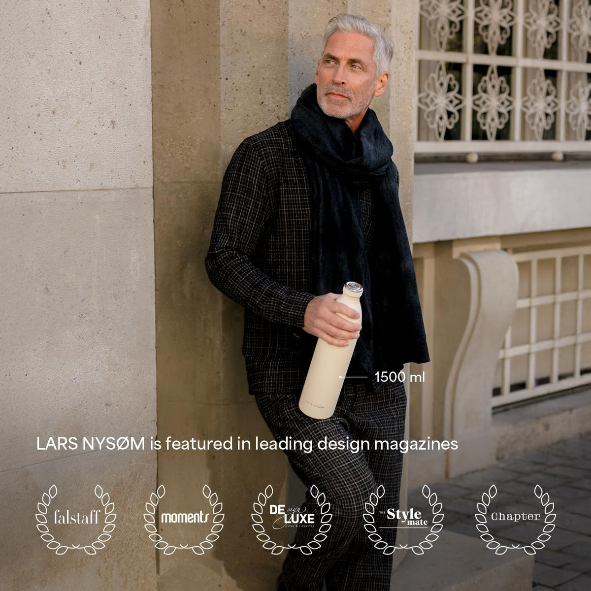 LARS NYSØM Stainless Steel Insulated XL Water Bottle 12oz 17oz 25oz 34oz 51oz | Insulated Thermo Flask for Hot and Cold Beverages | Leakproof Drinking Bottle (Sage Green, XL 50.7oz)