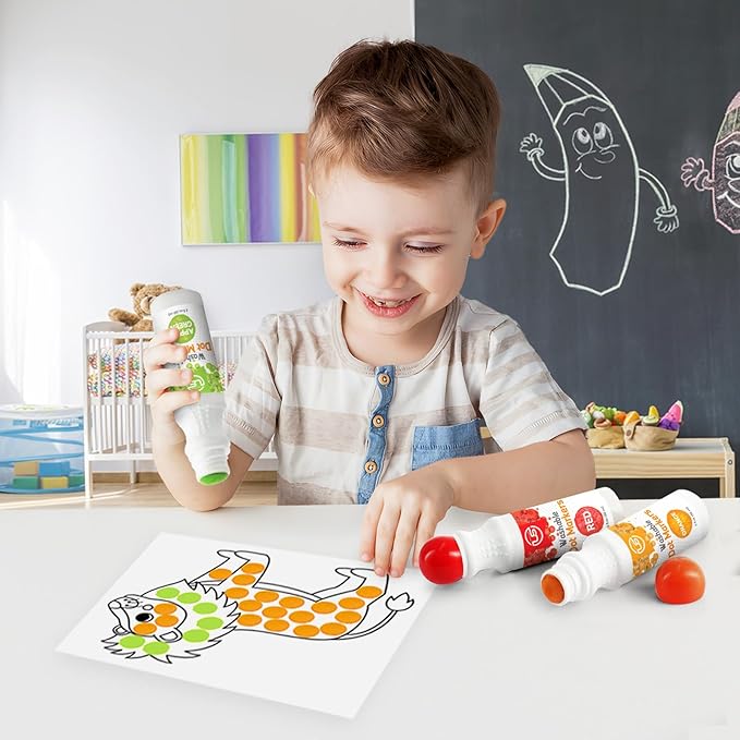 Dot Markers for Toddlers 1-3, 10 Colors Washable Bingo Daubers, Dot Art, Toddler Art and Crafts, Bingo Markers, Includes Free Dot Art Activity Book