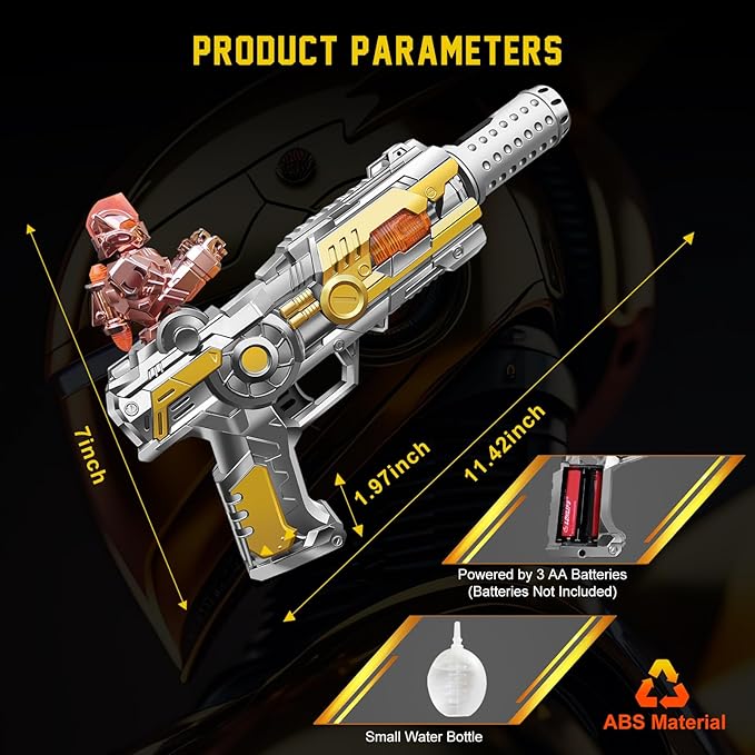 Light Up Toy Gun with Sound Effects & Spray for Ages 3, 4, 5, 6, 7+ Boys - Unique Barrel Telescopic Action - Ideal Halloween Christmas Birthday Gift for Toddlers Kids (Batteries Not Included)