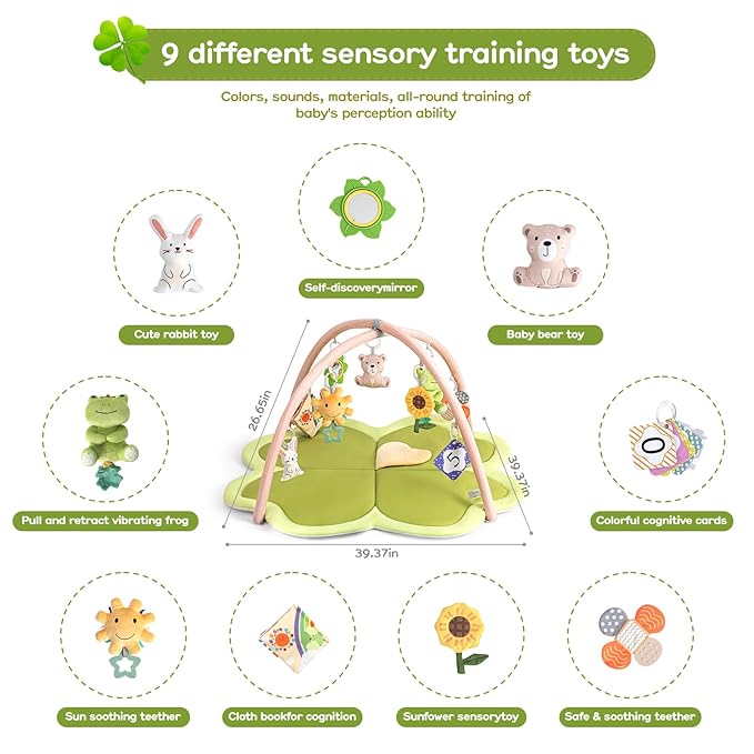 Baby Play Mat Activity Gym for Babies and Toddlers, Four-Leaf Clover Baby Play Gyms & Playmats for Babies