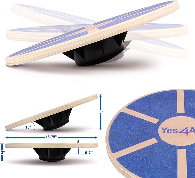 Yes4All Versatile Wooden Wobble Balance Board, Balance Trainer for Mobility Training, Standing Desk, Core Training, Exercise Balance Stability Trainer