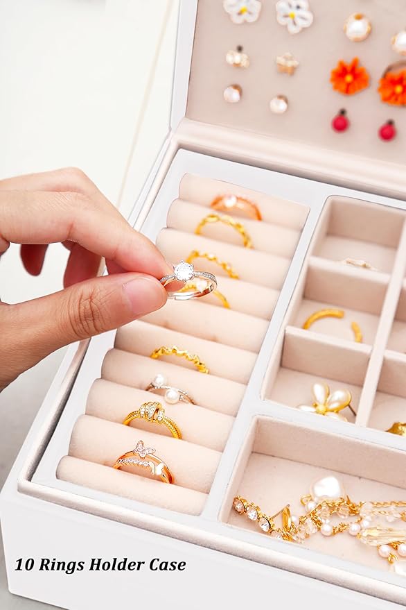 Girls Jewelry Box for Earrings Jewelry Organizer Box Teen Girls Earrings Organizer Jewelry Box Earring Holder Organizer Stud Earring Box for Girls Womens Jewelry Case Organizer White
