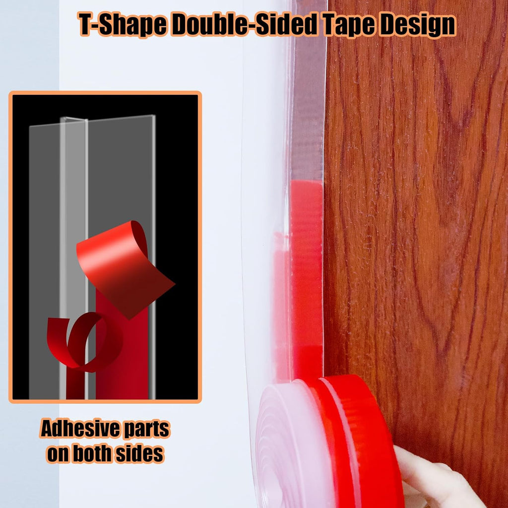 Orghtin T-Shaped Silicone Seal Strip, Clear Door Sealer Weather Stripping, 20Ft Door Draft Stopper