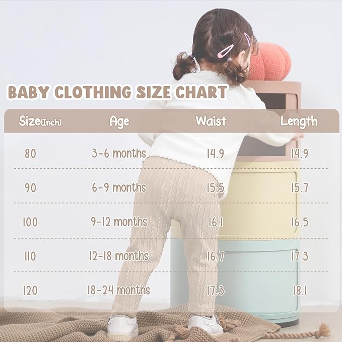U·nikaka Toddler Baby Girls Pants Ribbed Infant Pants Leggings Toddler Baby Girl Bottoms Leggings 2 Packs