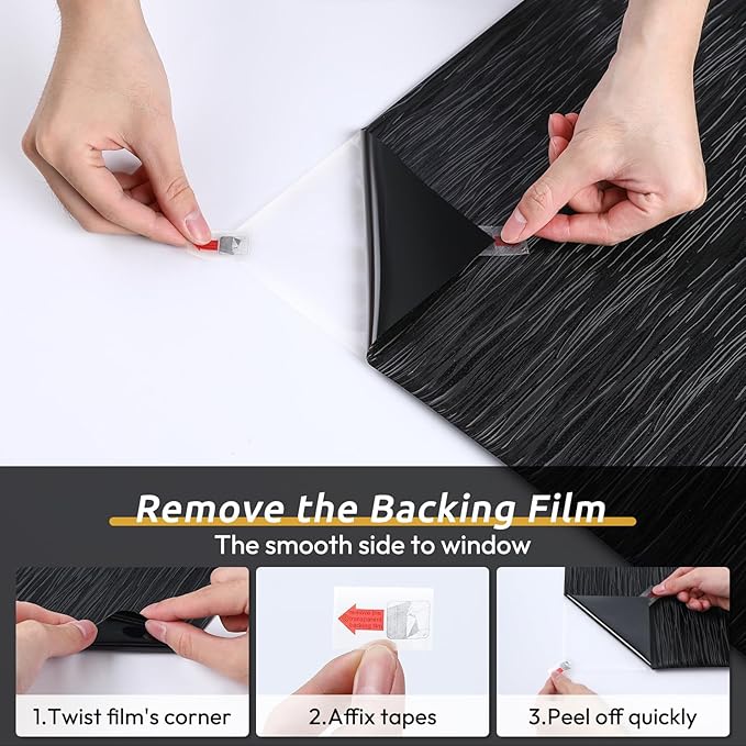 rabbitgoo Blackout Window Film, Sun Light Blocking Window Black Out Cover for UV Reduction, Removable Tint Room Darken Heat Control Frosted Glass Sticker for Home, Black, 11.8 x 78.7 Inches