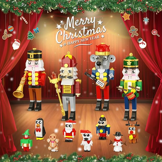 2025 Christmas Nutcracker Theater Building Set with Light, 3.6 Mini Building Block Toy with 4 Nutcrackers & 8 Minifigures, 1690PCS with Xmas Tree Train for Adult Girl Boy Age 12+