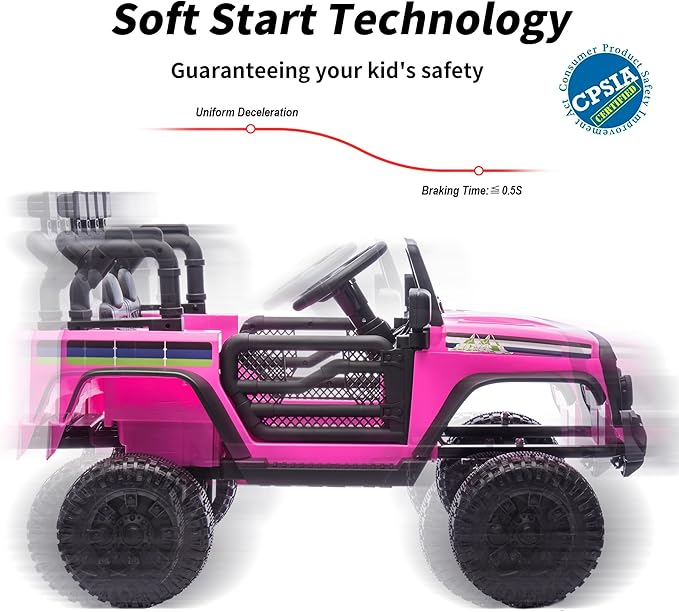 24V Kids Ride on Car, Kids Electric Vehicles Car Ride on Toy Truck for Toddlers w/Remote Control, 400W Motor - Pink
