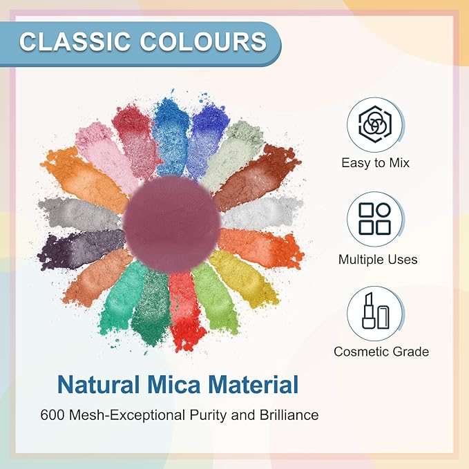 uxcell 10g/0.35oz Cosmetic Grade Mica Powder, 600 Mesh Mica Powder Natural Resin Epoxy Pigment Powders for Casting Resin, Candle Dye, DIY Nail Polish and Lip Gloss, Purple Red