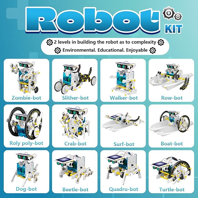 13-in-1 Solar Robot Toys for Ages 8 9 10 11 12 Year Old Boys Girls, STEM Science Kits for Kids Age 8-12, Building Experiments Robotics Kit STEM Projects for Kid Christmas Birthday Gifts (White)