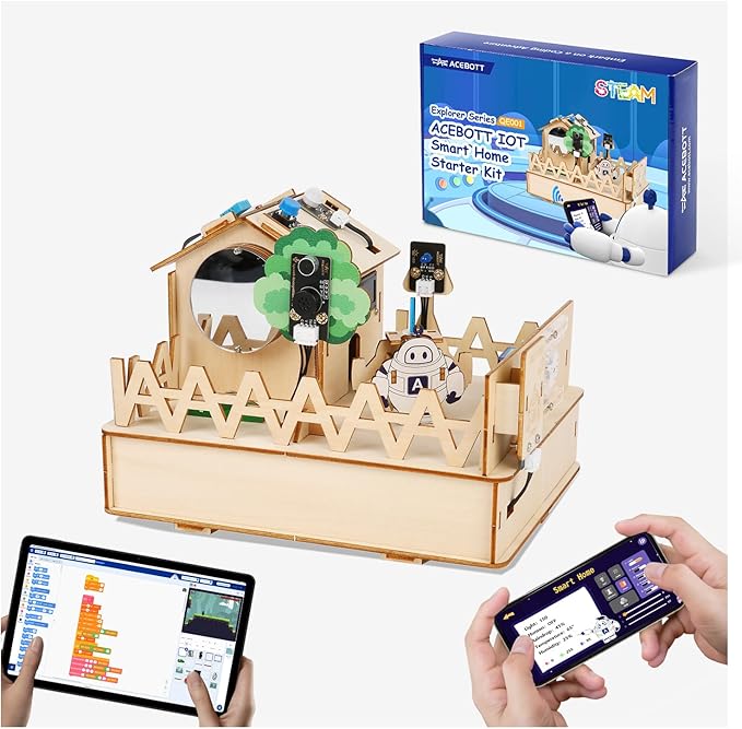 STEM Kits for Kids Age 12+, ACEBOTT IoT Smart Home Kit for Teens, STEM Toys Compatible with Arduino & Scratch, Coding Set with House Building, Sensors & App Control, Gift for Teens & Adults