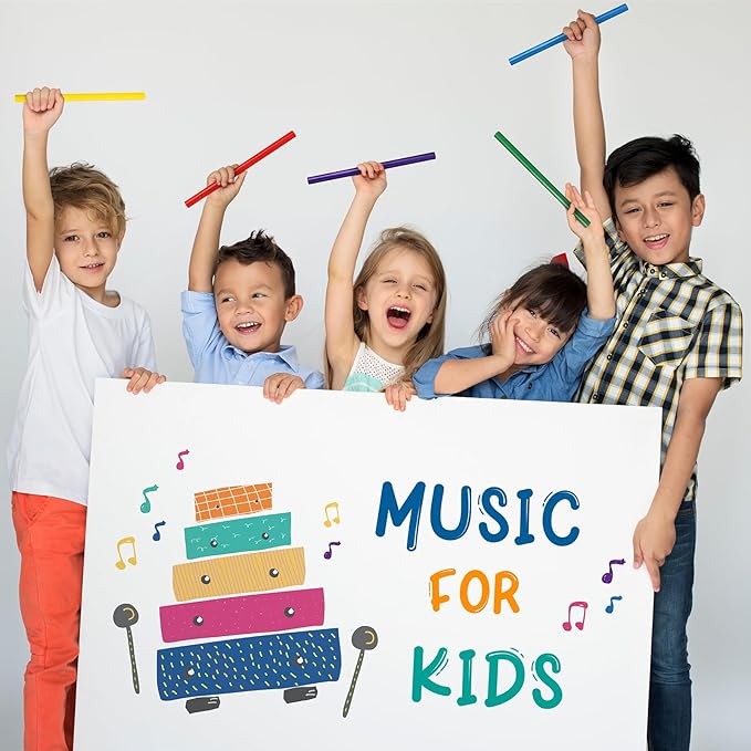 50 Pcs Rhythm Sticks for Kids Classroom Activities, 5 Colors 8 Inch Set of Music Sticks, Wooden Percussion Musical Instruments for Girls and Boys(Bright Color)