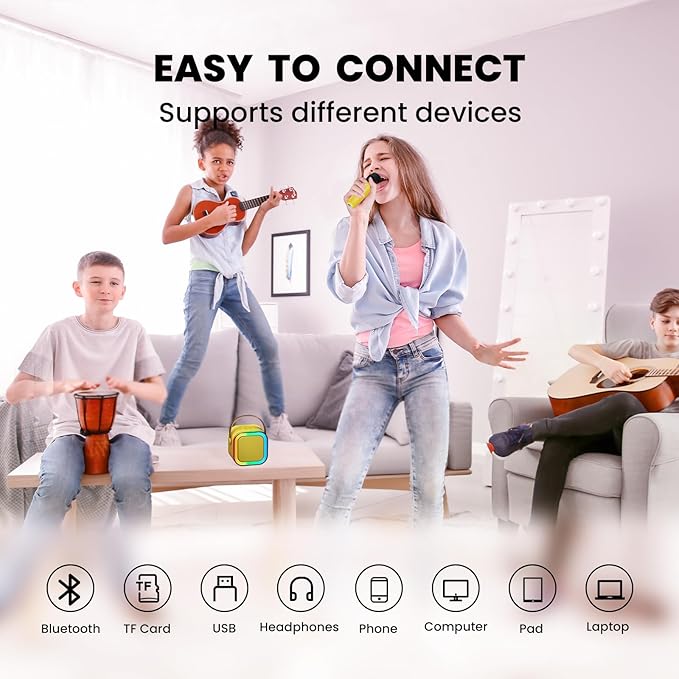 IROO Mini Karaoke Machine for Kids, 2025 TOP Toys Birthday Gifts Ideas for Girls Ages 4, 5, 6, 7, 8, 9, 10, 12+ Years Old, Portable MP3 Player with 2 Wireless Mics for Party