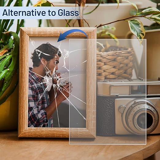 5 Pack 12”x12” x0.04” Clear PET/Plexiglass Sheet, INDSTONE Transparent Flexible Plastic Sheet 12x12, Clear Plastic Sheet for Crafts, Picture Frames, Painting, Sign Blank