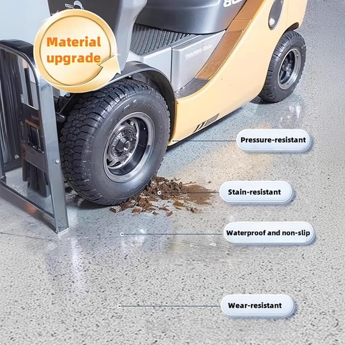 Epoxy Colored Sand Floor Paint, Epoxy Floor Paint High Gloss Marble Effect Coating for Indoor and Outdoor, Wear-resistant and non-slip Self-leveling Coating Light Gray 35OZ(1KG)