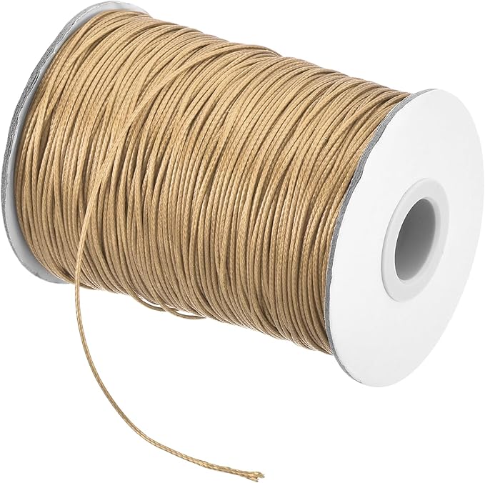 MECCANIXITY Waxed Cord 0.8mm Waxed Polyester Cord 175 Yard Wax String for Bracelet Making,Necklaces, Beading,Jewelry Making and DIY Crafts(Khaki)