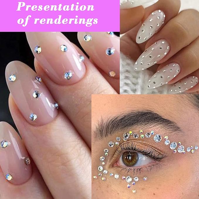 1799pcs Self Adhesive Face Gems Stickers, Hair Gems Rhinestones Stickers, Bling Jewels for Makeup, Crafts, Home Decor Scrapbooking Embellishments, 4 Sizes 3mm/4mm/5mm/6mm(Clear Rhinestones)
