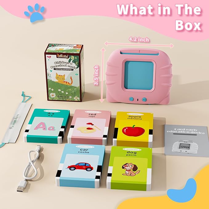 Toddler Toys Bilingual English and Spanish Talking Flash Cards for 1 2 3 4 5 6 Year Old Boys and Girls, Autism Sensory Toys for Autistic Children, Learning Educational Speech 250 Sight Words