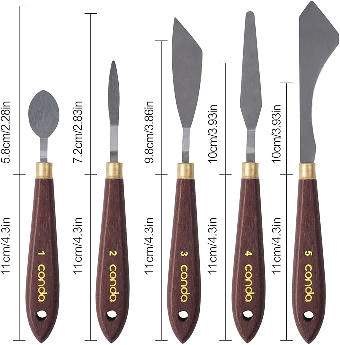 CONDA Palette Knife Painting Stainless Steel Spatula Palette Knife Oil Paint Metal Knives Wood Handle