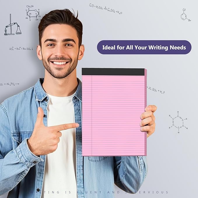3 Pack Legal Pads 8.5 x 11 College Ruled Colored Note Pads 8.5" x 11" Lined Paper Chipboard-Backed Notepad with Micro-Perforated Notebook Paper for Office & School Supplies 50 Sheets/Pad