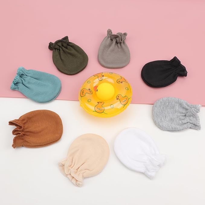BQUBO Newborn Infant Toddler Mittens No Scratch Cotton Elastic Wrist Gloves Hypoallergenic for 0-6 Months Baby Boys Girls