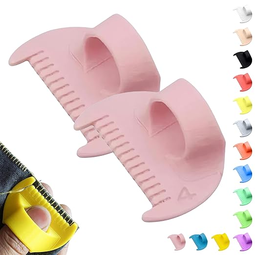 4mm Seam Guide for Hand Sewing Edge Lockranding Tool, Sewing Needle Gauge Measuring Tool, Mini Finger Ruler Kit Ideal for Leather/Fabric/Craft Sew, Pink 2 Pcs