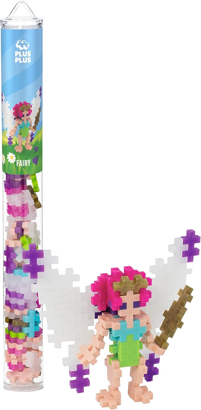 Plus Plus 3D Figure Building Block Set, Fun Stem Toys for Kids, 70 Interlocking Pieces - Fairy Mini Maker Tube