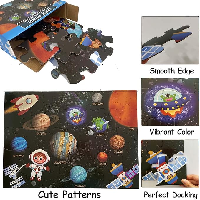 Jumbo Floor Puzzle for Kids, Large Jigsaw Puzzles 35 Piece for Kids Ages 3-5,Preschool Learning & Education Toys, Gifts for 4-8 Year Old Boys and Girls (Solar System Planet)
