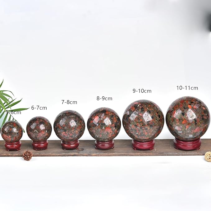 JIC Gem Large Brazilian Red Agate Crystal Sphere Gemstone Sphere Red Healing Crystal Ball with Display Stand Home Decor Meditation Grid Energy Balance (100-110mm)