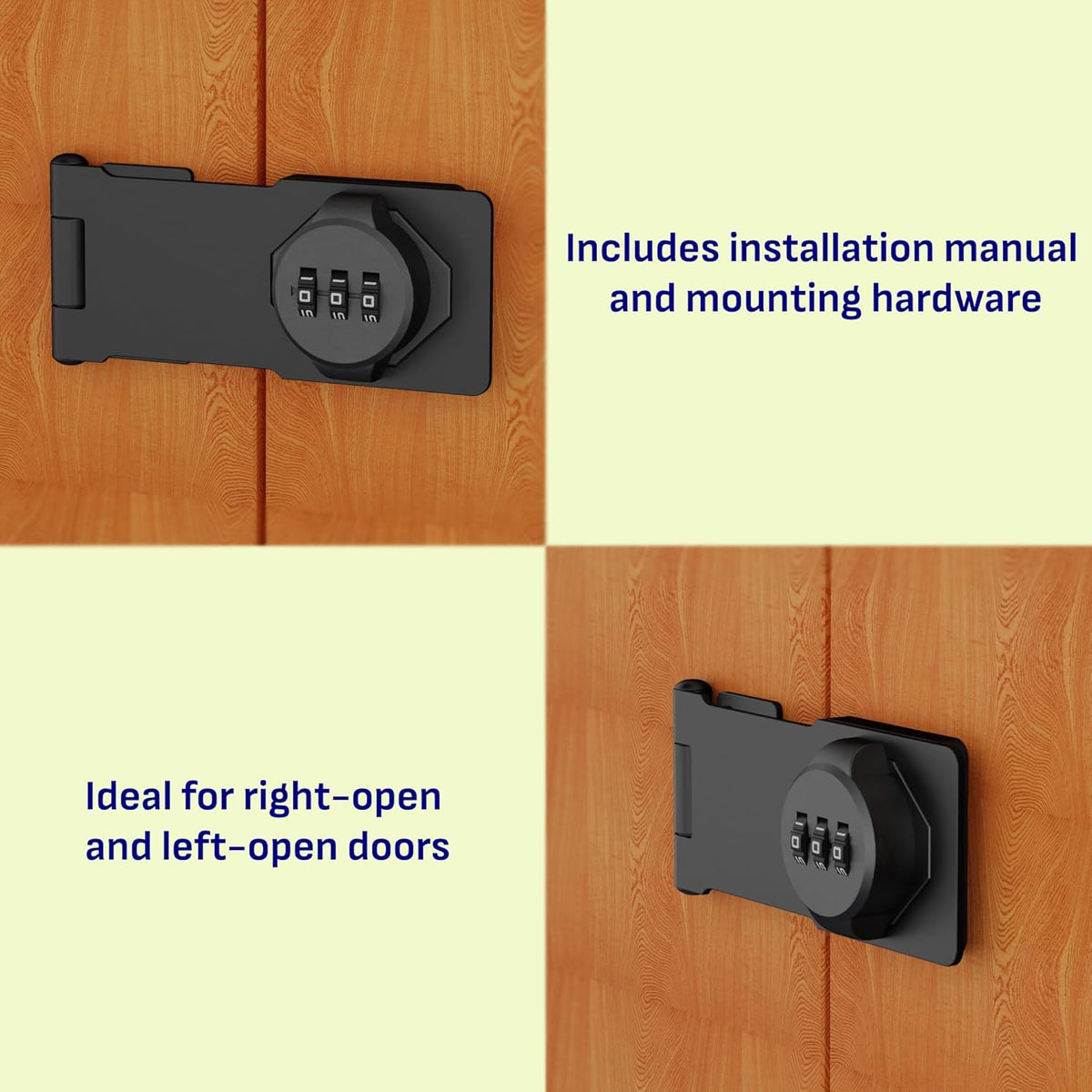 3-Digit Combination Lock, Black, Keyless, Zinc Alloy, Cabinet Door Latch, Easy DIY Installation, Wide Range of Uses