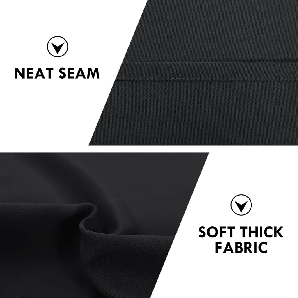 DWCN Black Room Darkening Blackout Curtains - Rod Pocket Thermal Insulated Privacy Energy Saving Window Curtain Drapes 42x 72 inch Length, Set of 2 Bedroom Living Room Curtains