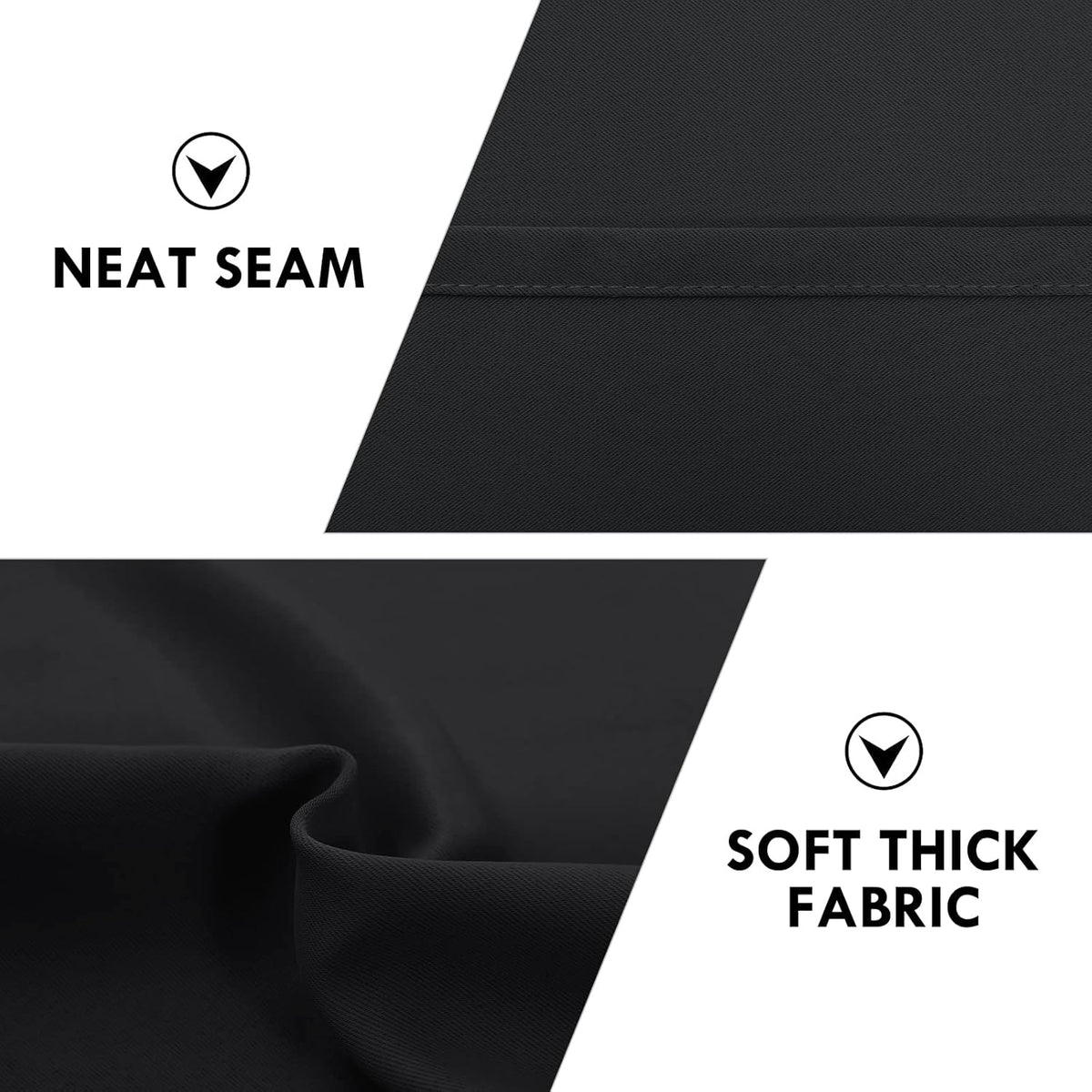 DWCN Black Blackout Curtains for Bedroom, 60 x 84 inches Long - Room Darkening Thermal Insulated Large Drapes, Set of 2 Rod Pocket Curtain Panels